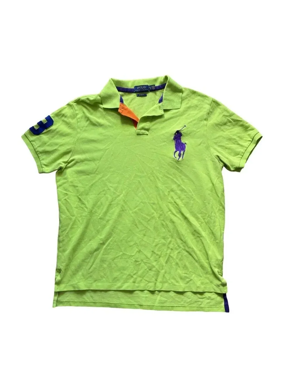 Polo Ralph Lauren Custom Fit Big Pony 3 Logo Polo Shirt Men's Size XL Lime Green